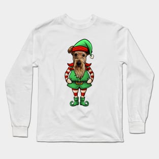 Airedale Terrier Christmas Elf Long Sleeve T-Shirt